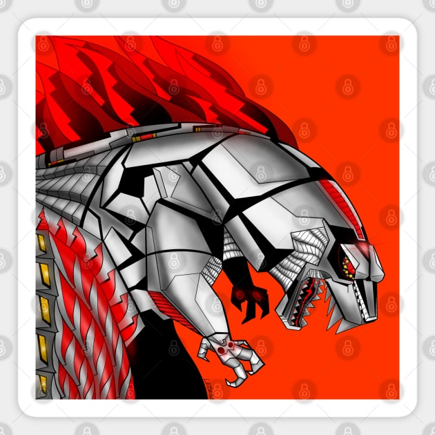 the mechagodzilla in flames Magnet by jorge_lebeau